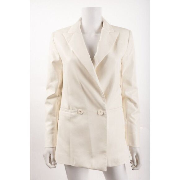 Alice + Olivia Jackets & Blazers - Alice & Olivia Suit Jacket Justin Blazer Sz 0 Ivory Ecru Faux Leather Vegan